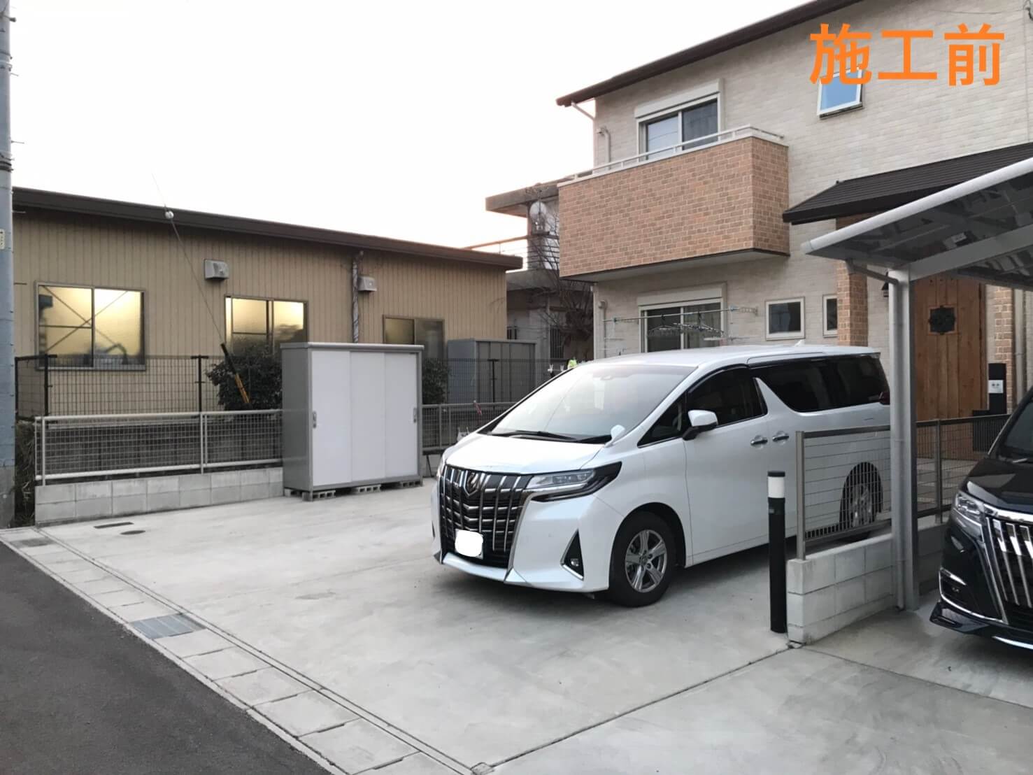 玄関まで雨に濡れないガレージ
