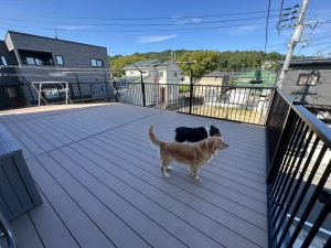 愛犬と暮らす家にぴったり！自宅ドッグラン付きバルコニーカーポート【ブラックカラー／角地対応】