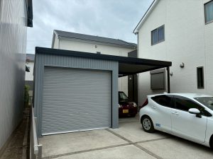 半分車庫・半分カーポートの機能的な1台用ガレージ【愛知県豊川市】