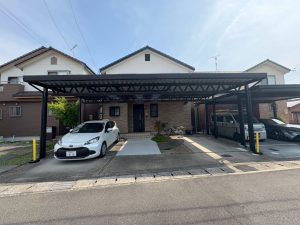 トラス構造で魅せる！強度と美しさを兼ね備えた3台用カーポート施工｜岐阜市