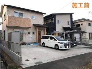 玄関まで雨に濡れないガレージ