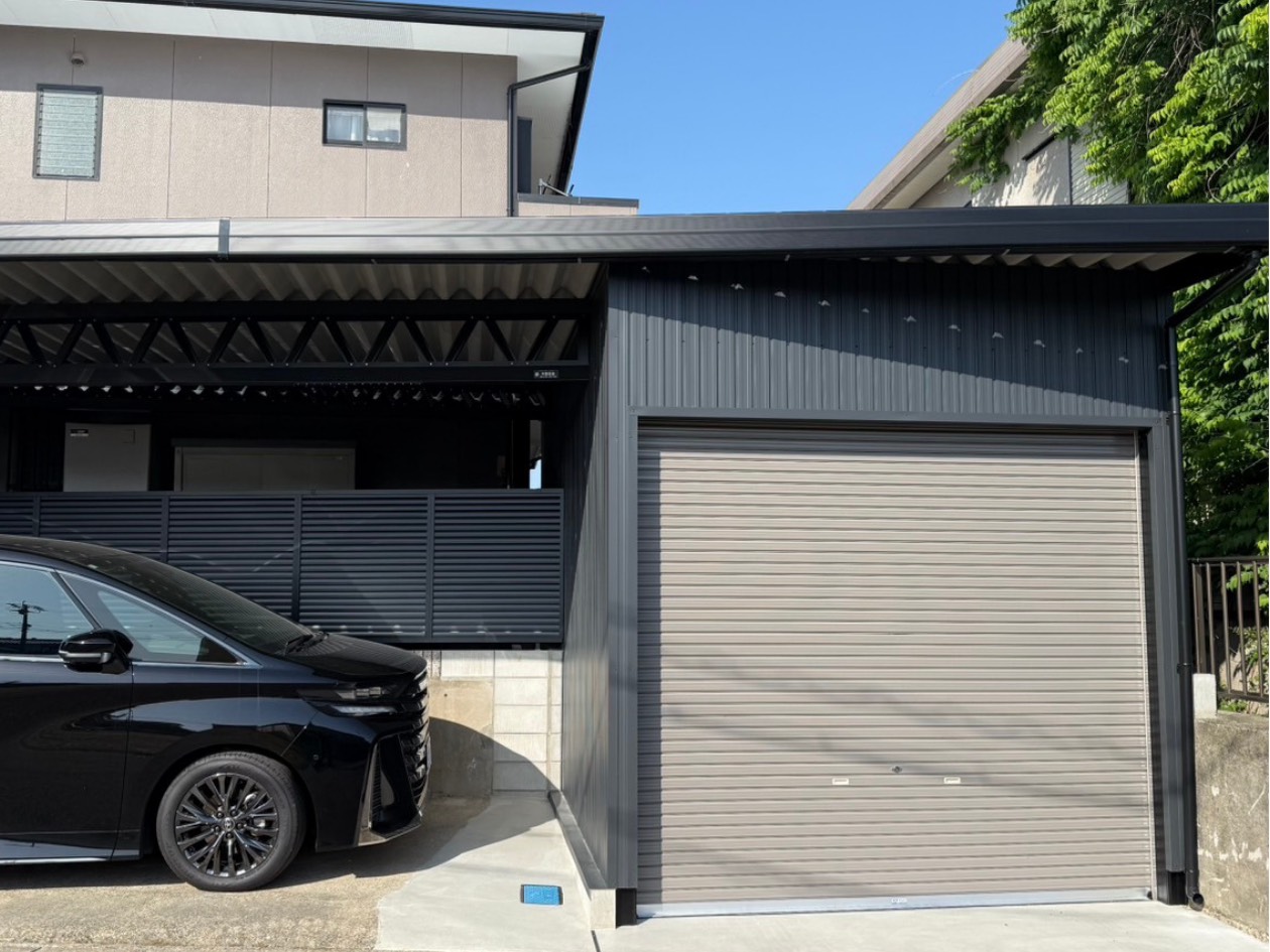 「想像以上の出来栄えを！倉庫付き２台用カーポート」